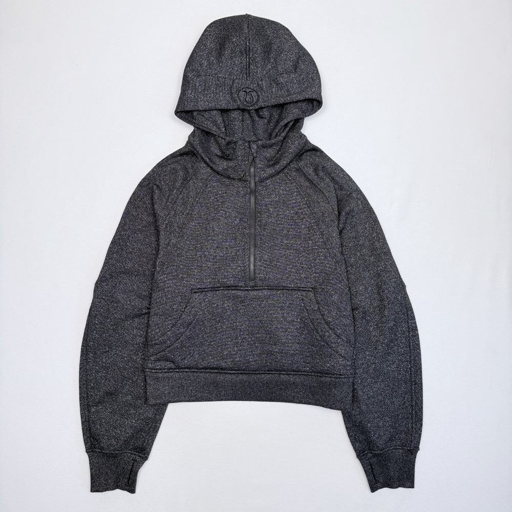 Lululemon Scuba Hoodie Womens Size M/L Oversized Half-Zip Sparkly Dark Gray